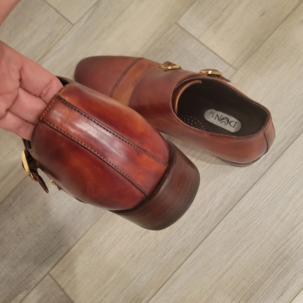 DON'S FOOTWEAR MEN'S DOUBLE MONK STRAP HAND MADE LEATHER SHOES SIZE 13